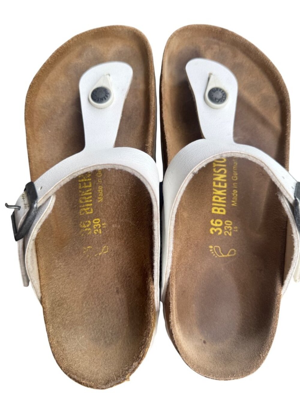 Birkenstock Gizeh White Thong Sandals Women EU 36 US 5 Cork Footbed - Picture 4 of 14